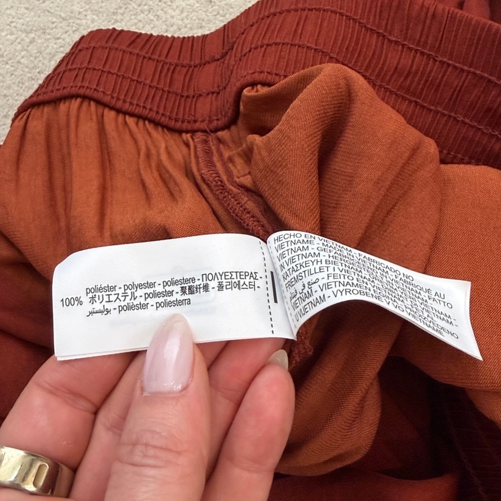 Zara Terracotta Orange Flowy Wide Leg Silky Satin Stretchy Pants Size Medium - Picture 10 of 10